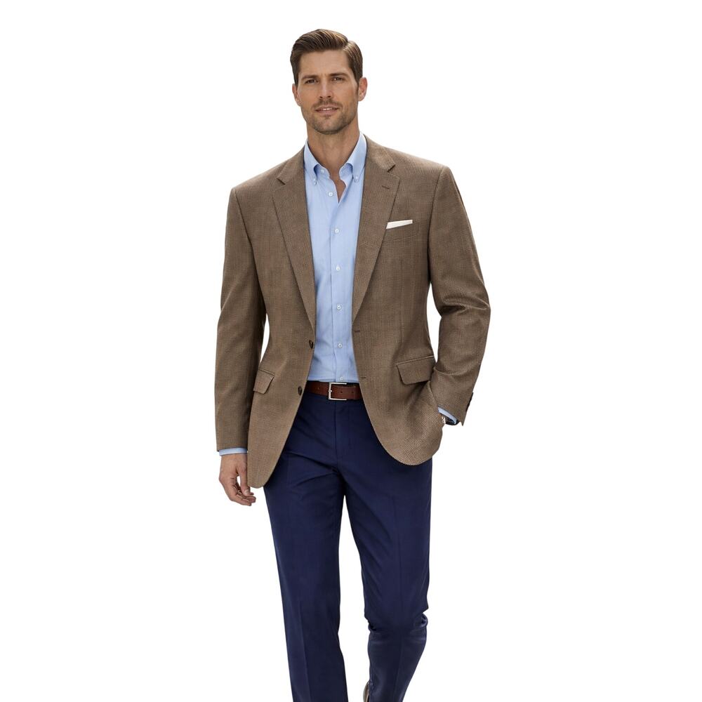 Brooks Brothers 346 Madison Brown Check Sport Coat Blazer Mens Dress Jacket 48R